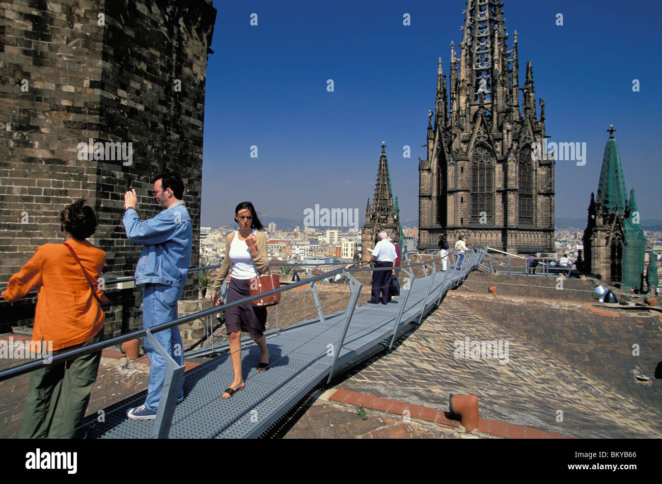 Roof, La Seu Cathedral, Old City, Barri Gotic, Barcelona, Spain Stock Photo Alamy