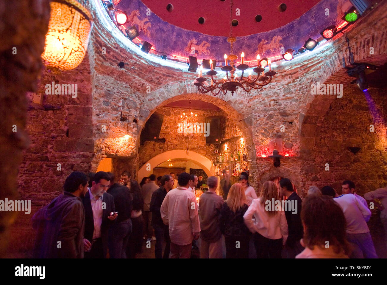People amusing in the Hamam Club, KosTown, Kos, Greece Stock