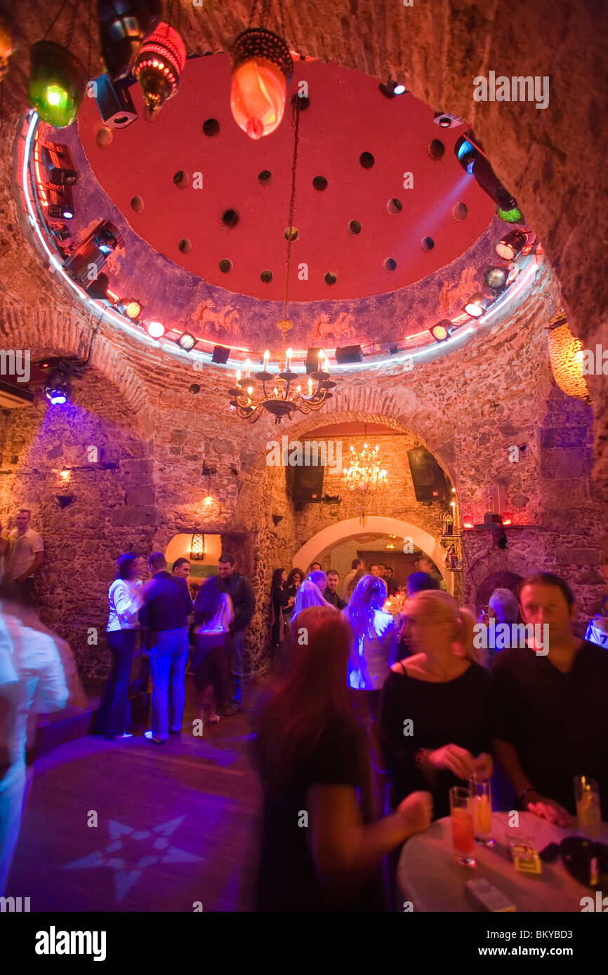 People amusing in the nightclub Hamam Club, Kos-Town, Kos, Greece Stock Photo