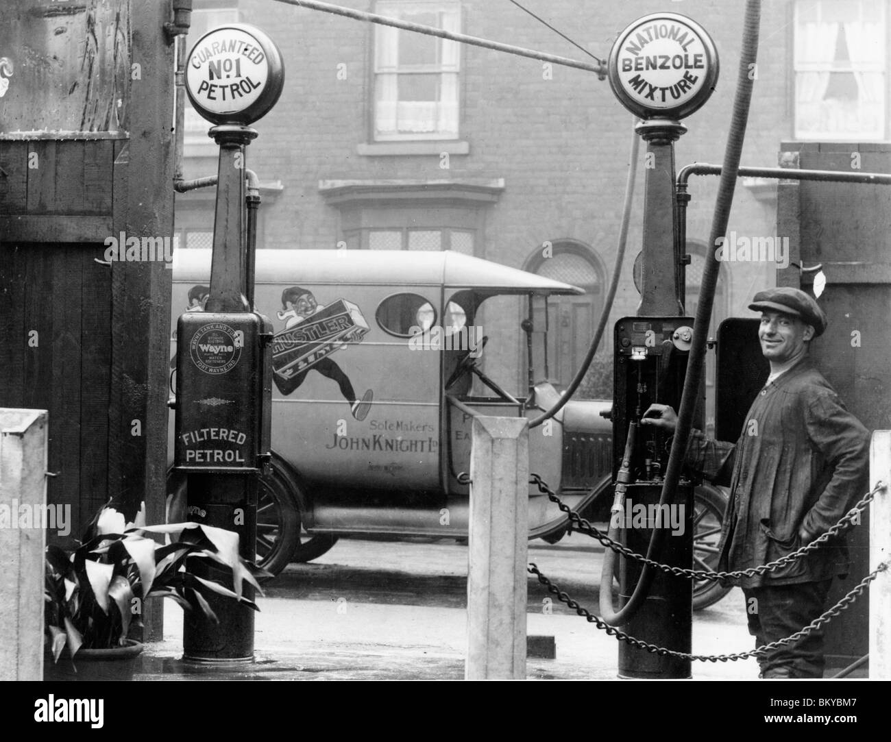 Petrol pumps circa 1920 Stock Photo