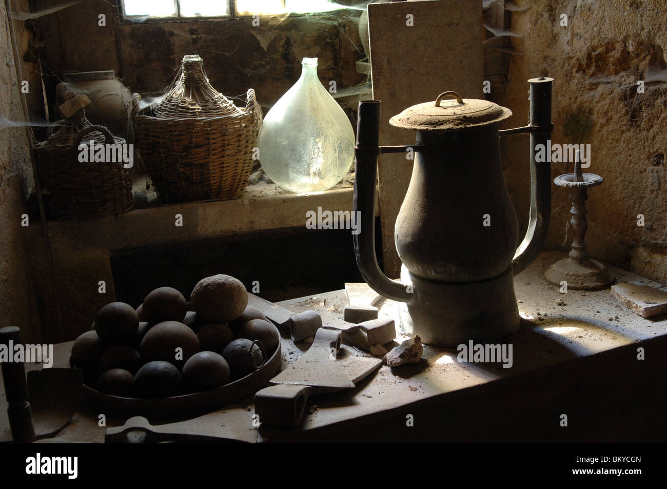 Old dusty tools in rural France Stock Photo Alamy