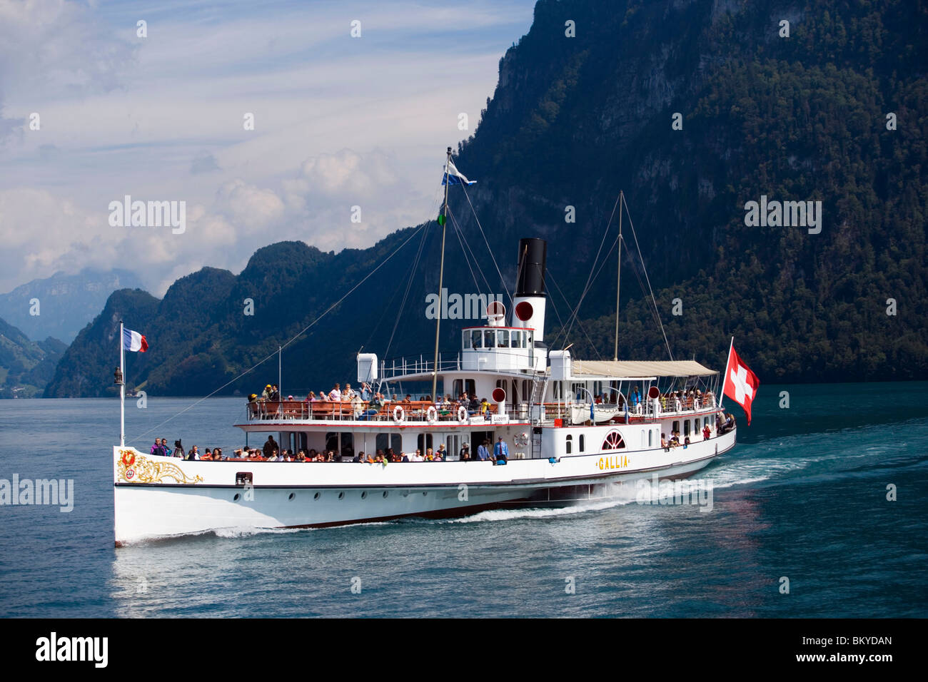 Paddle Wheel Steamer DS Gallia On Lake Lucerne Buergenstock Canton Of Lucerne Switzerland