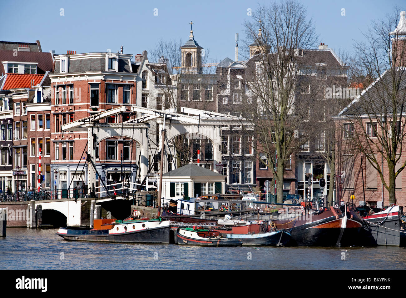 Walter Suskindbrug Amsterdam Amstel Canal House Boat Netherlands Stock Photo