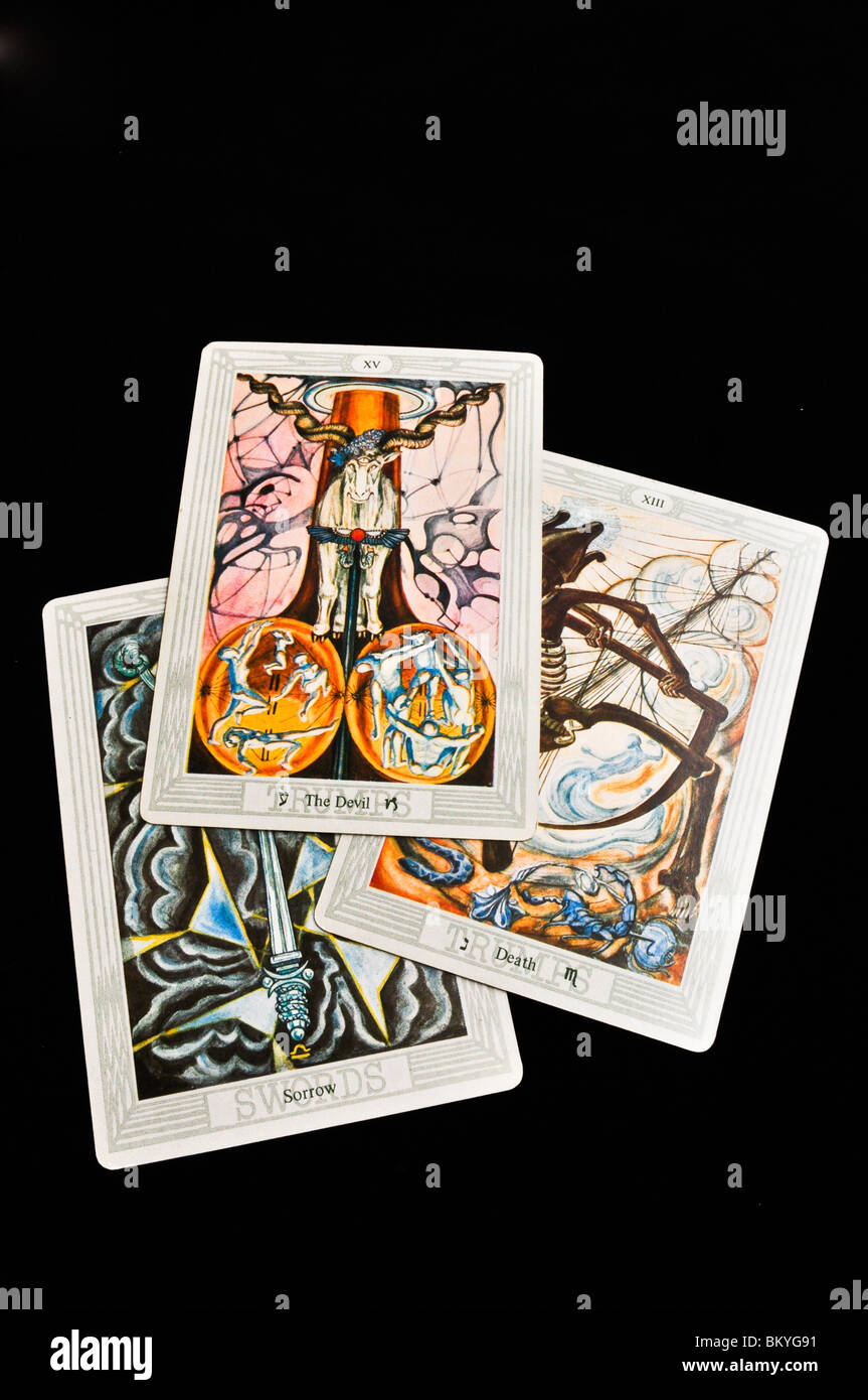 tarot cards - death sorrow devil Stock Photo