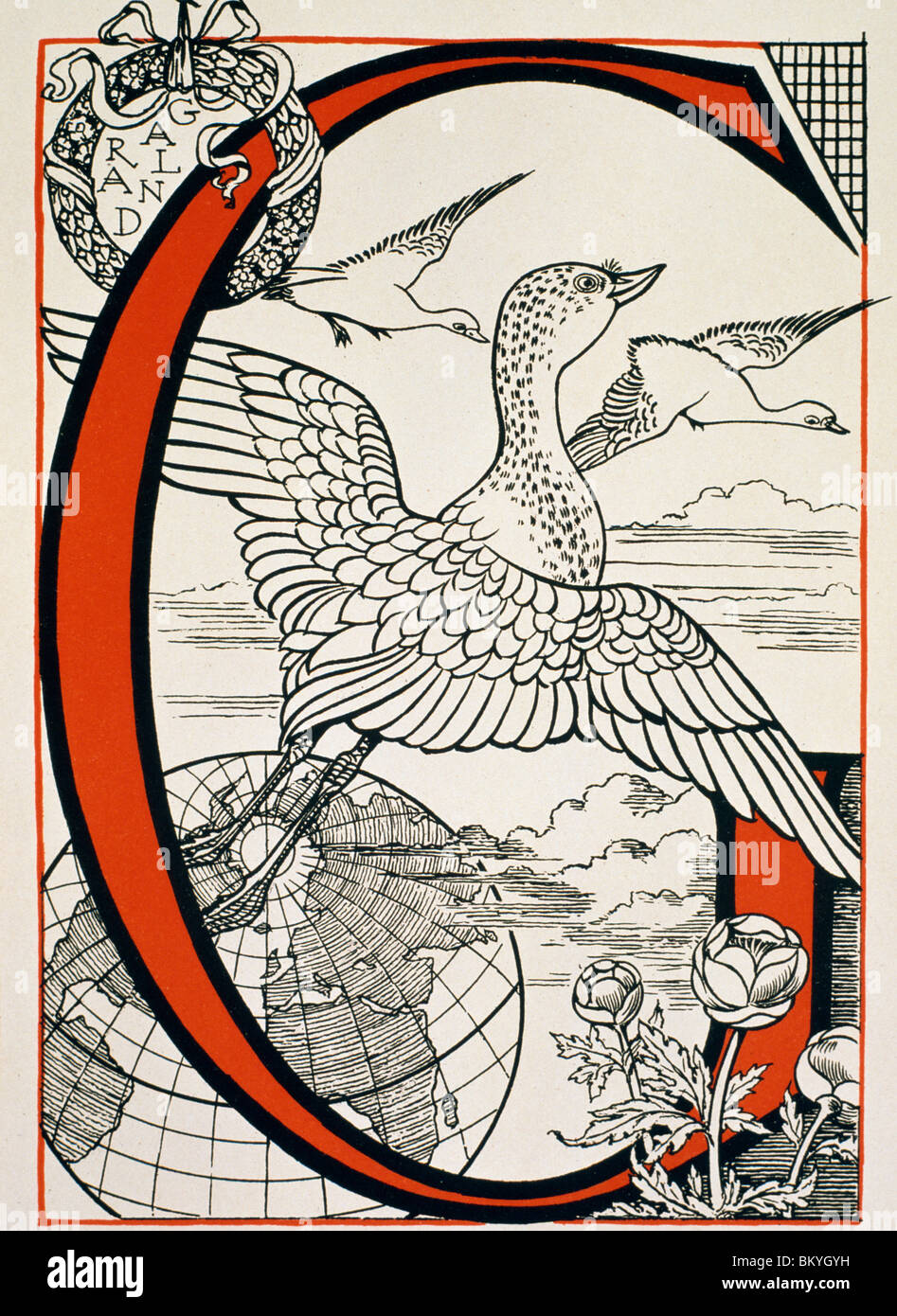 The Letter G (Is For Garland,  Gull...),  from book ABC by Theodore Howard,  USA,  Illinois,  Chicago,  Newberry Library Stock Photo