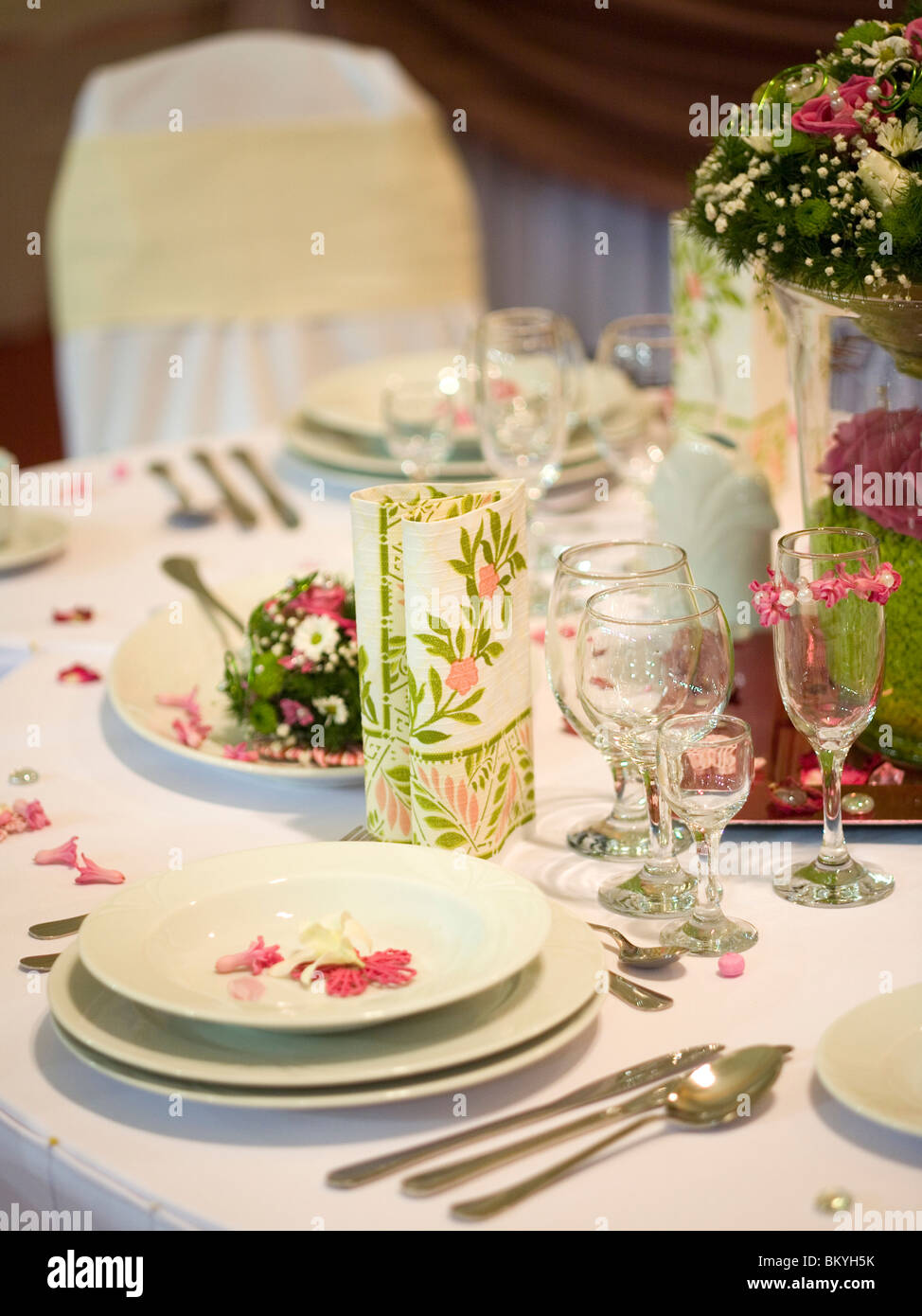 elegant dinner table Stock Photo