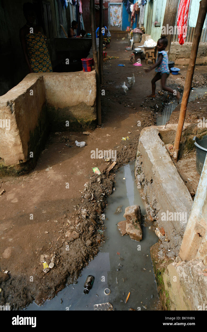 Kroo Bay shanty town, Freetown, Sierra Leone Stock Photo