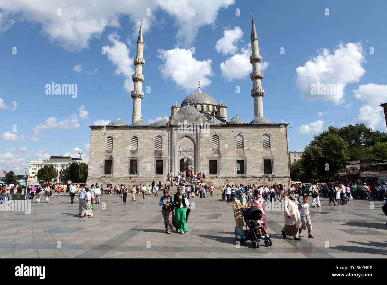 The Yeni Mosque, New Mosque or Mosque of the Valide Sultan in the Eminonu District of Istanbul, Turkey. Stock Photo