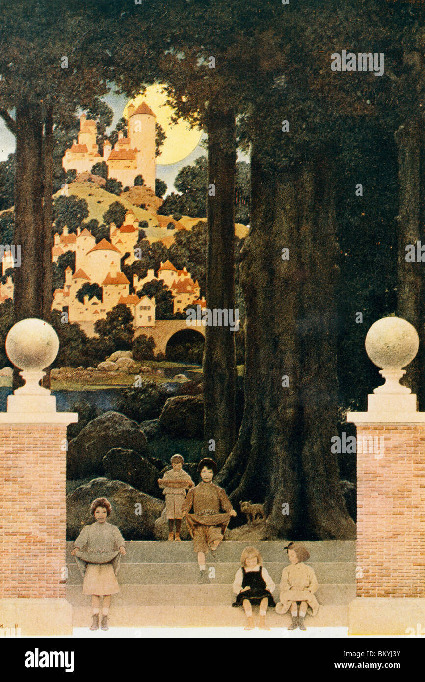 Illustration for The Sugar Plum Tree by Maxfield Parrish from Poems of Childhood by Eugene Field  (1870-1966)  USA  Chicago Stock Photo