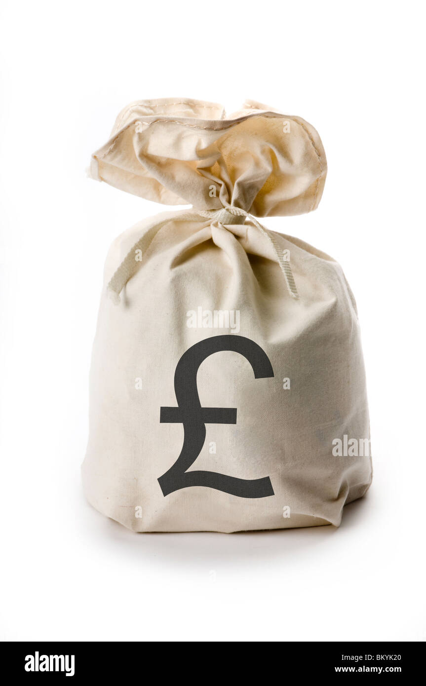 bag of British pounds Stock Photo