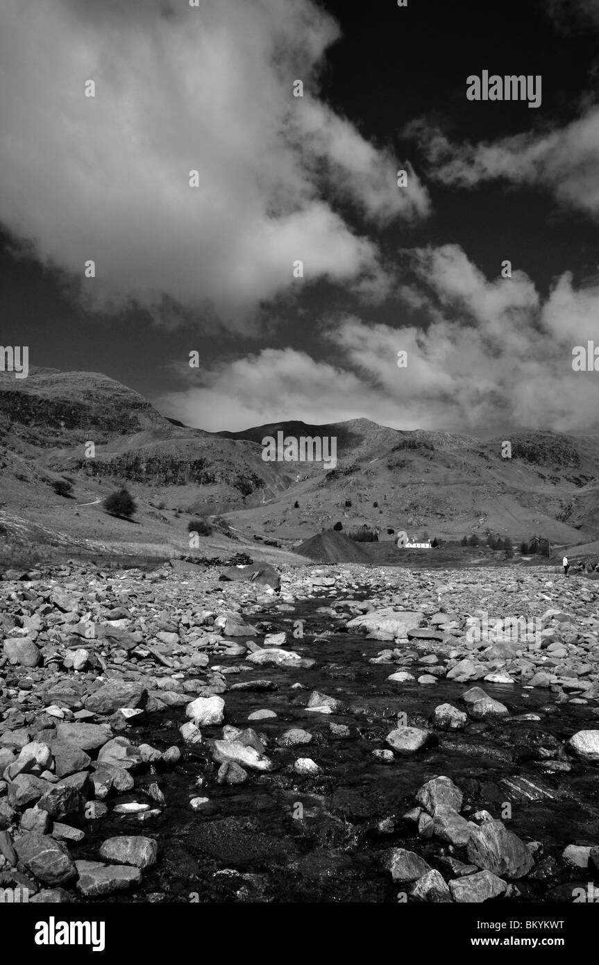 Monochrome image of the Coppermines Valley Coniston in the Lake