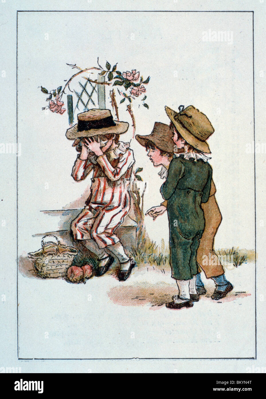 May by Kate Greenaway,  illustration from Kate Greenaway's Almanac for 1895,  (1846-1901),  Chicago,  Newberry Library Stock Photo