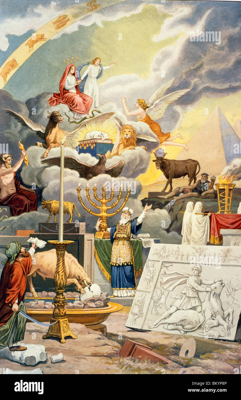 Group Of World Religions  from Rosicrucian Symbolical Philosophy  by J. August Knapp  USA  Illinois  Chicago  Newberry Library Stock Photo