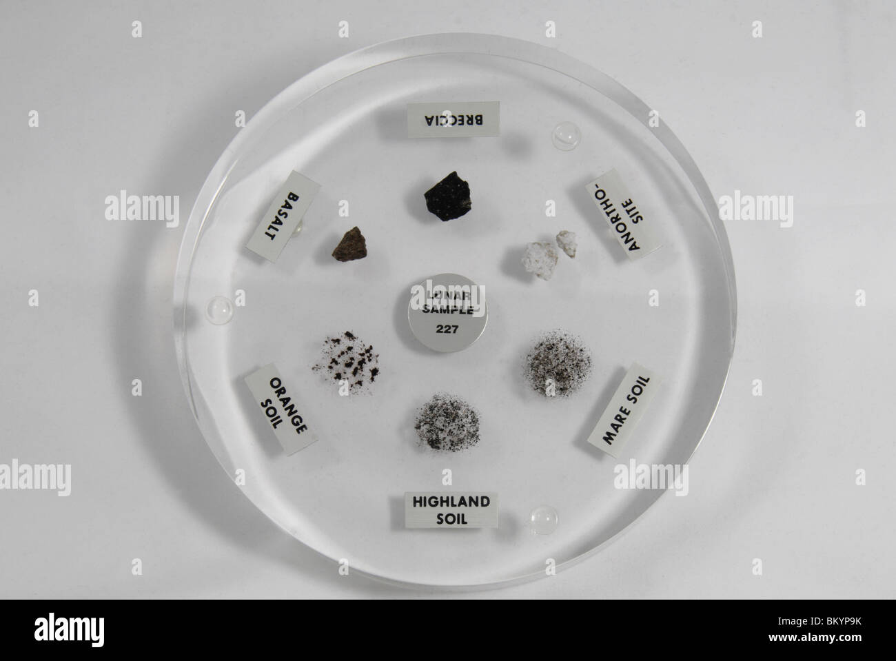 A disc containing lunar (moon) rock samples, owned by NASA and released to British schools for educational purposes. Stock Photo