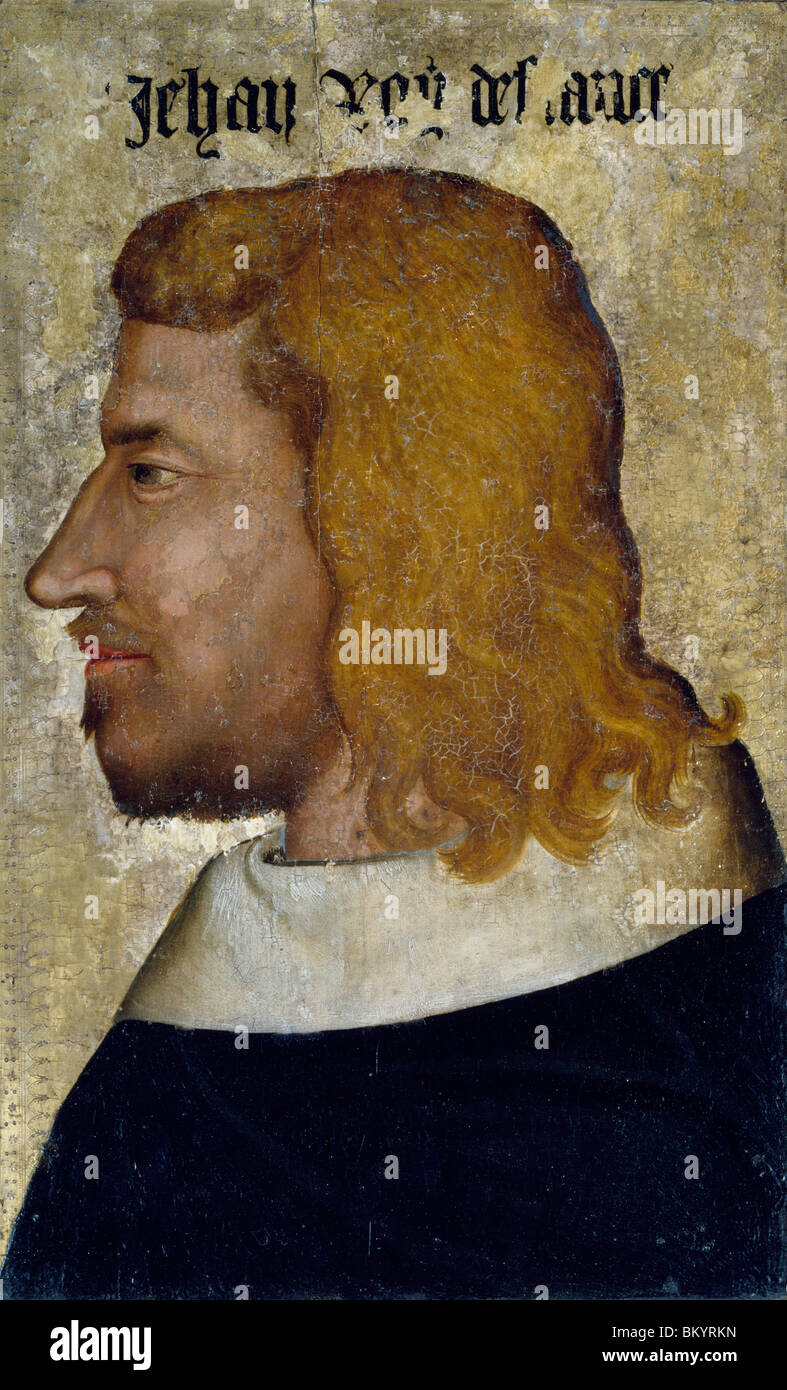 Portrait of John II,  King of France,  School of Paris,  oil on wood,  Circa 1359,  France,  Paris,  Musee du Louvre Stock Photo