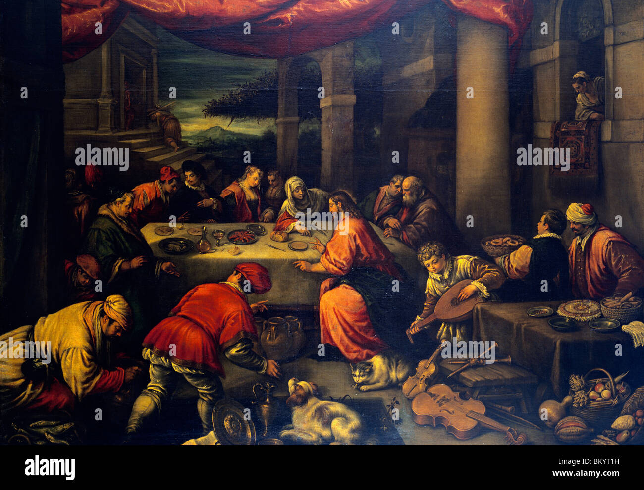 The Wedding at Cana by Leandro Bassano,  Early 17th Century,  (1557-1622) Stock Photo