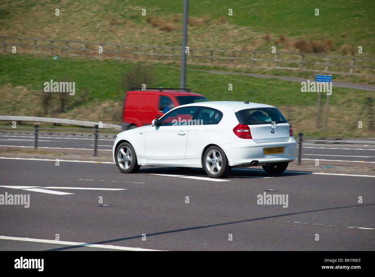 BMW car on the M62. Stock Photo