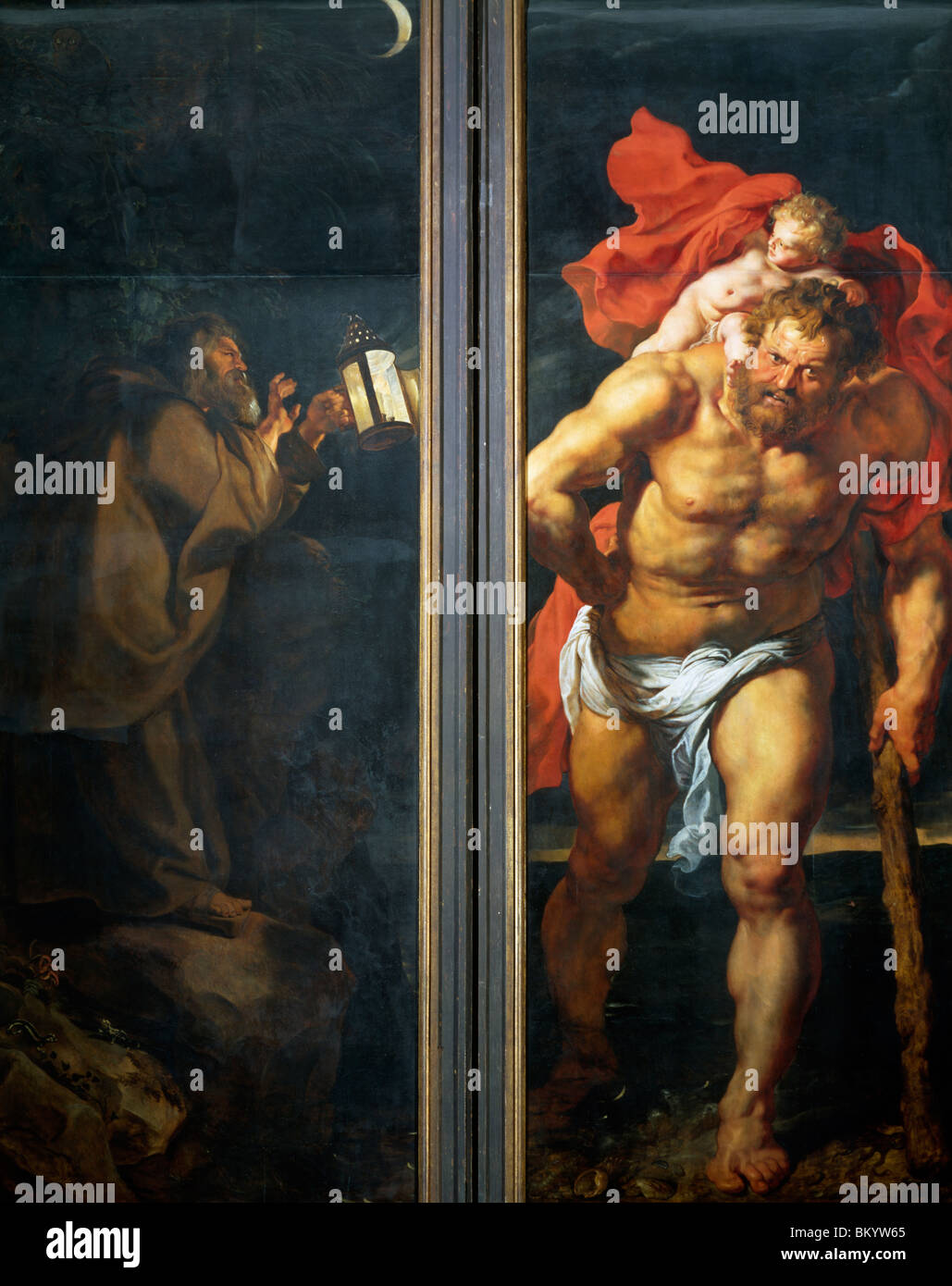 Descent from the Cross Triptych: Saint Christopher and an Unknown Saint by Peter Paul Rubens,  (1577-1640) Stock Photo