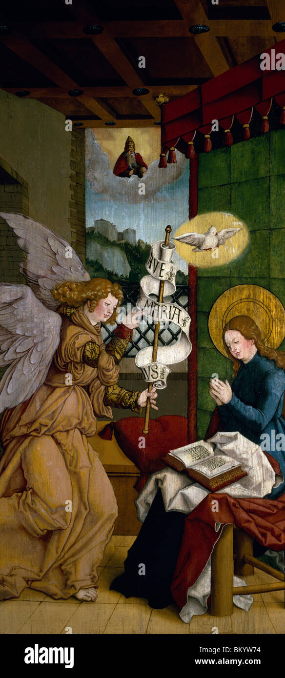 Story of the Virgin: The Annunciation by Master of Messkirch,  (1500-1543),  Private Collection Stock Photo