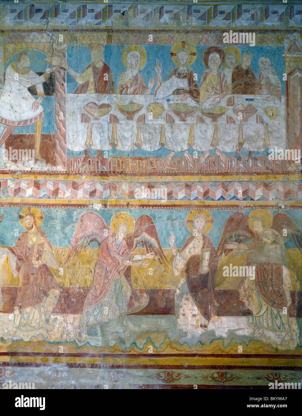 Brinay-Sur-Cher,  St. Aignan Church,  Wedding at Cana by Artist Unknown,  fresco Stock Photo