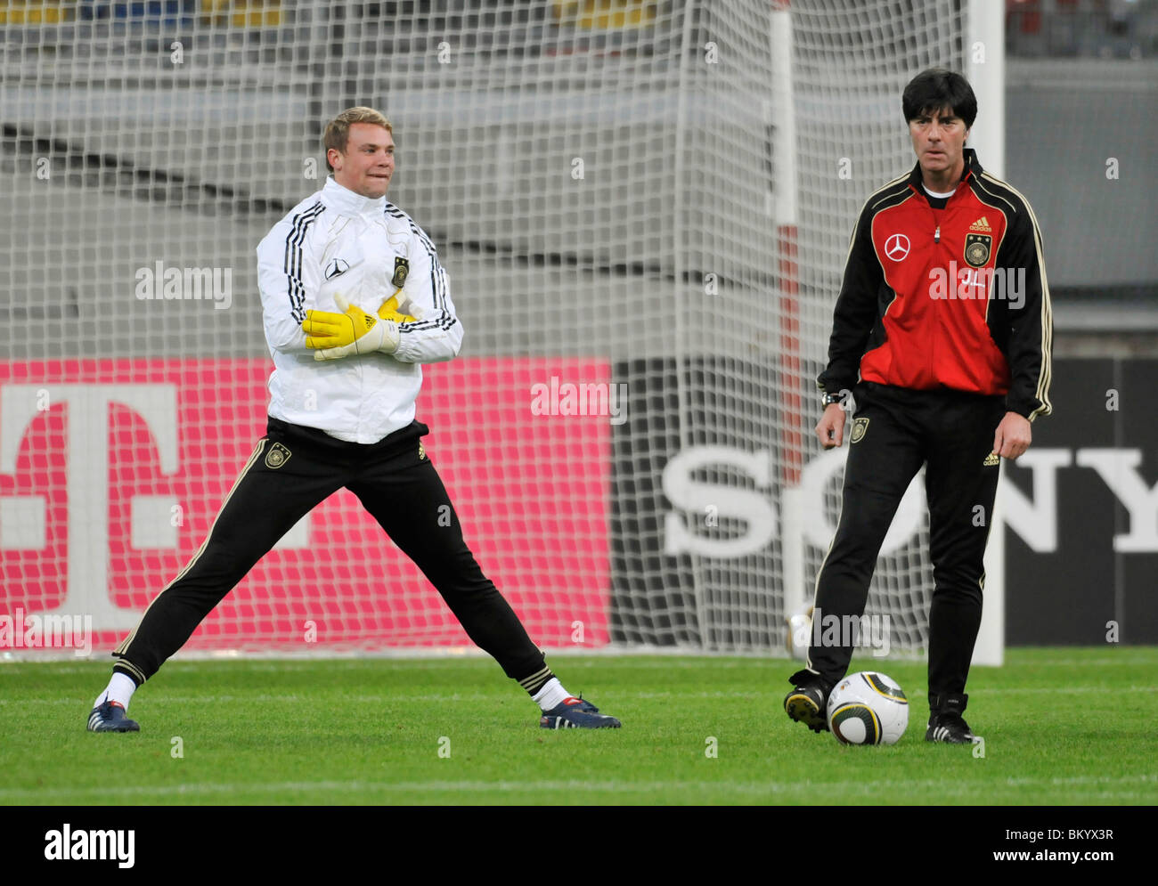 german national team manager Jogi LOEW right and goalkeeper Manuel NEUER during practice on May 12th 2010 Stock Photo