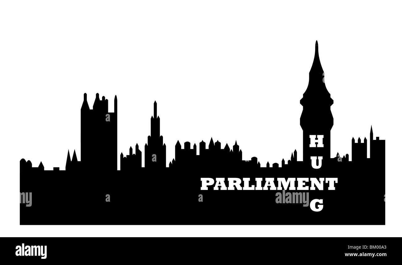 Conceptual illustration of hung Houses of Parliament after general election, Westminster, London, England. Stock Photo