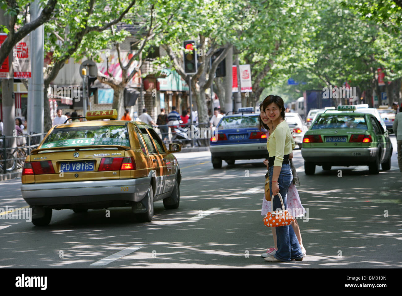 French Concession, pedestrian, car Stock Photo