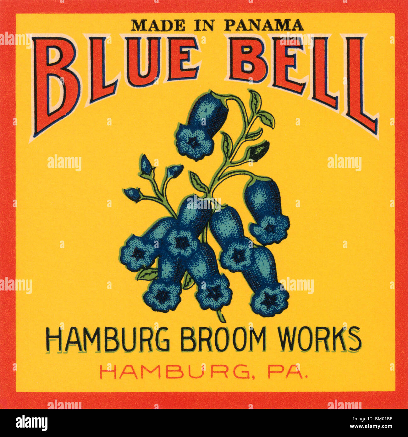 Blue Bell Broom Label Stock Photo Alamy