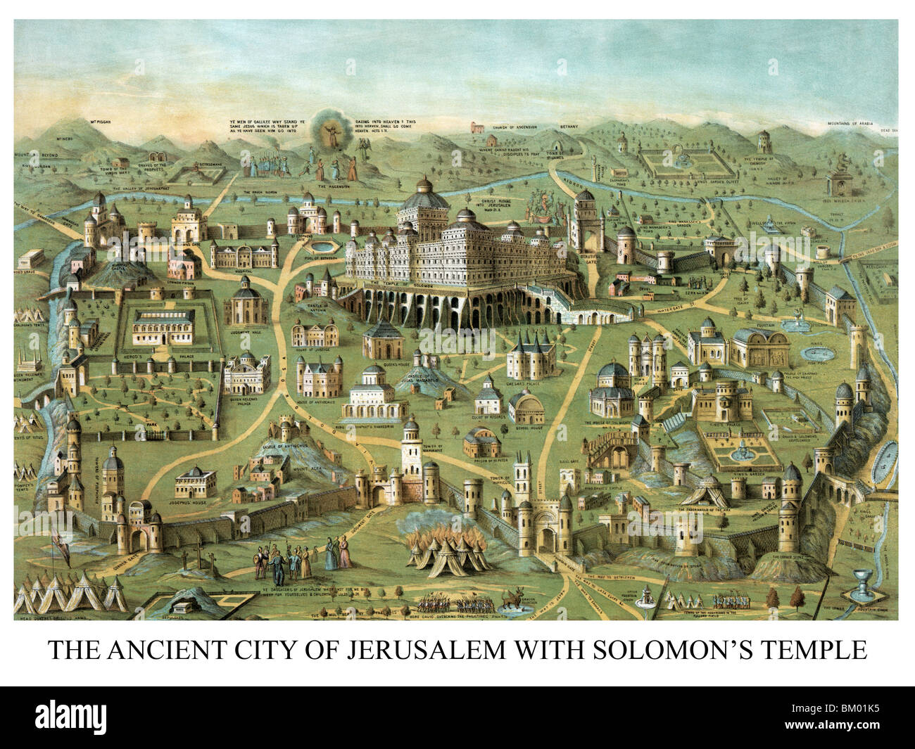 Jerusalem - Temple by Hartman Schedel. | Sanderus Antique