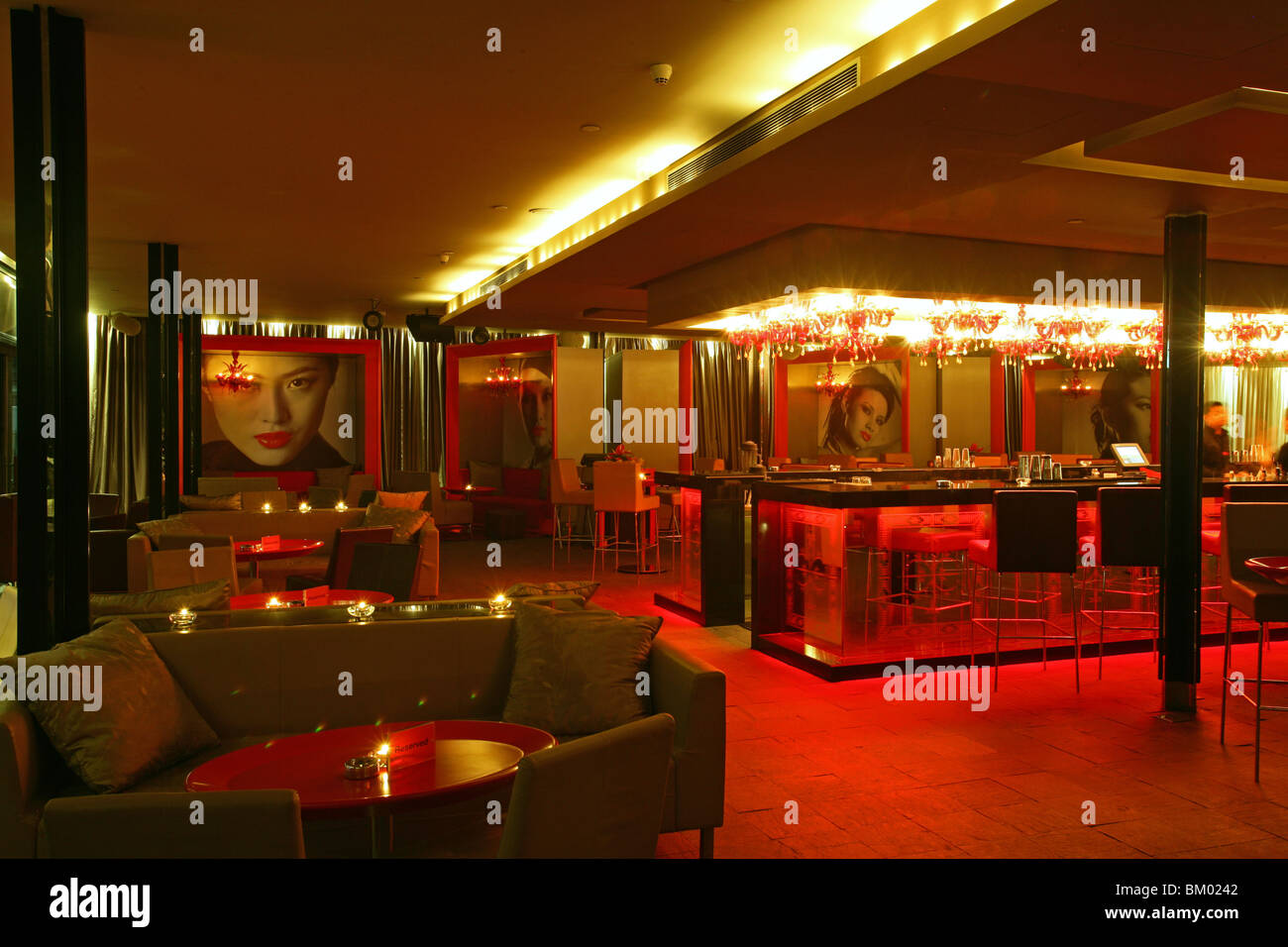 Bar Red, Bar Rouge, Luxury bar in 18, Design Bar Stock Photo