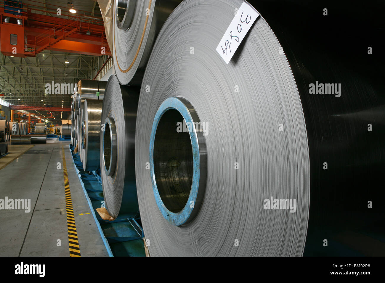 ThyssenKrupp, hall, plant, sheet metal, steelworker, rolled steel, rolling mill Stock Photo