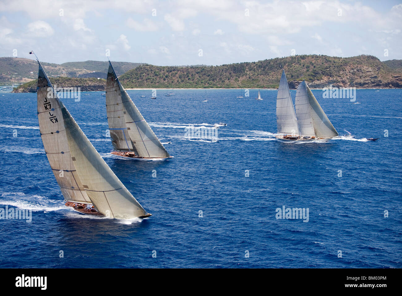 Aerial Photo of J-Class Cutters, Antigua Classic Yacht Regatta, Antigua ...
