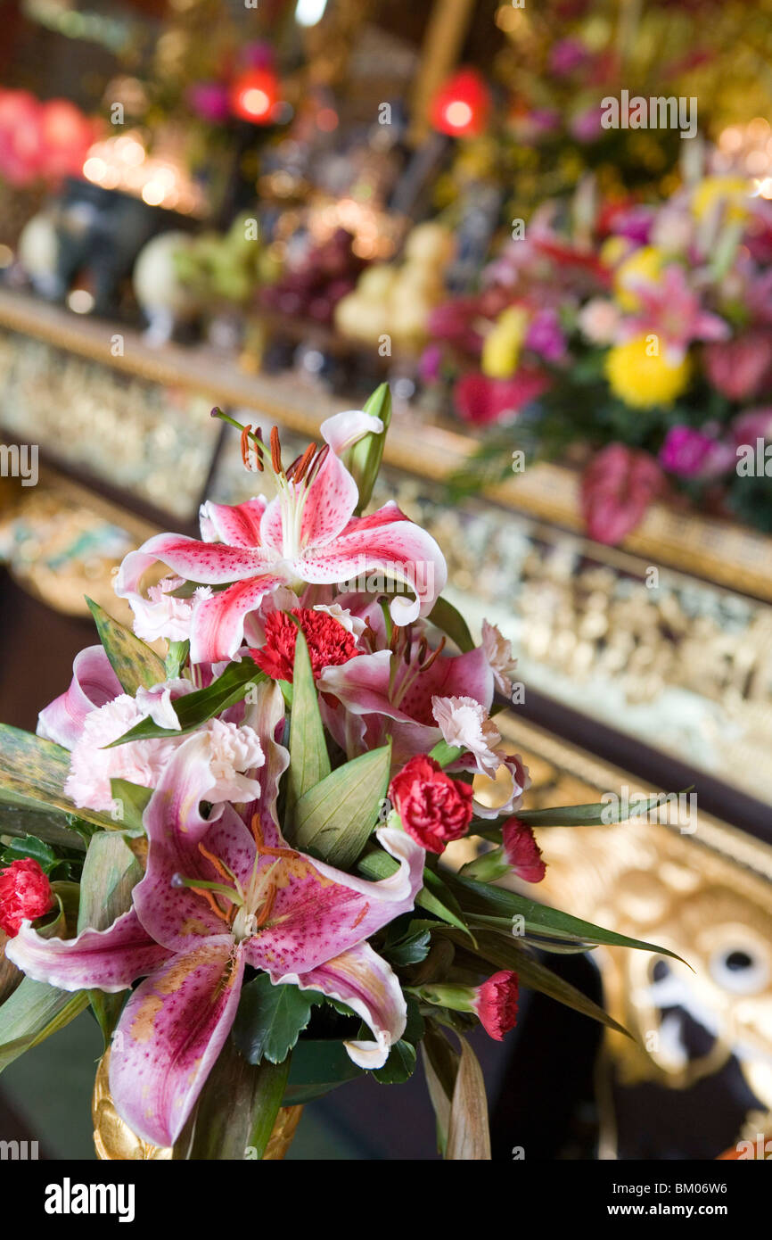 Altar Flowers at Po Lin Monastery, Ngong Ping Plateau, Lantau Island, Hong Kong Stock Photo Alamy