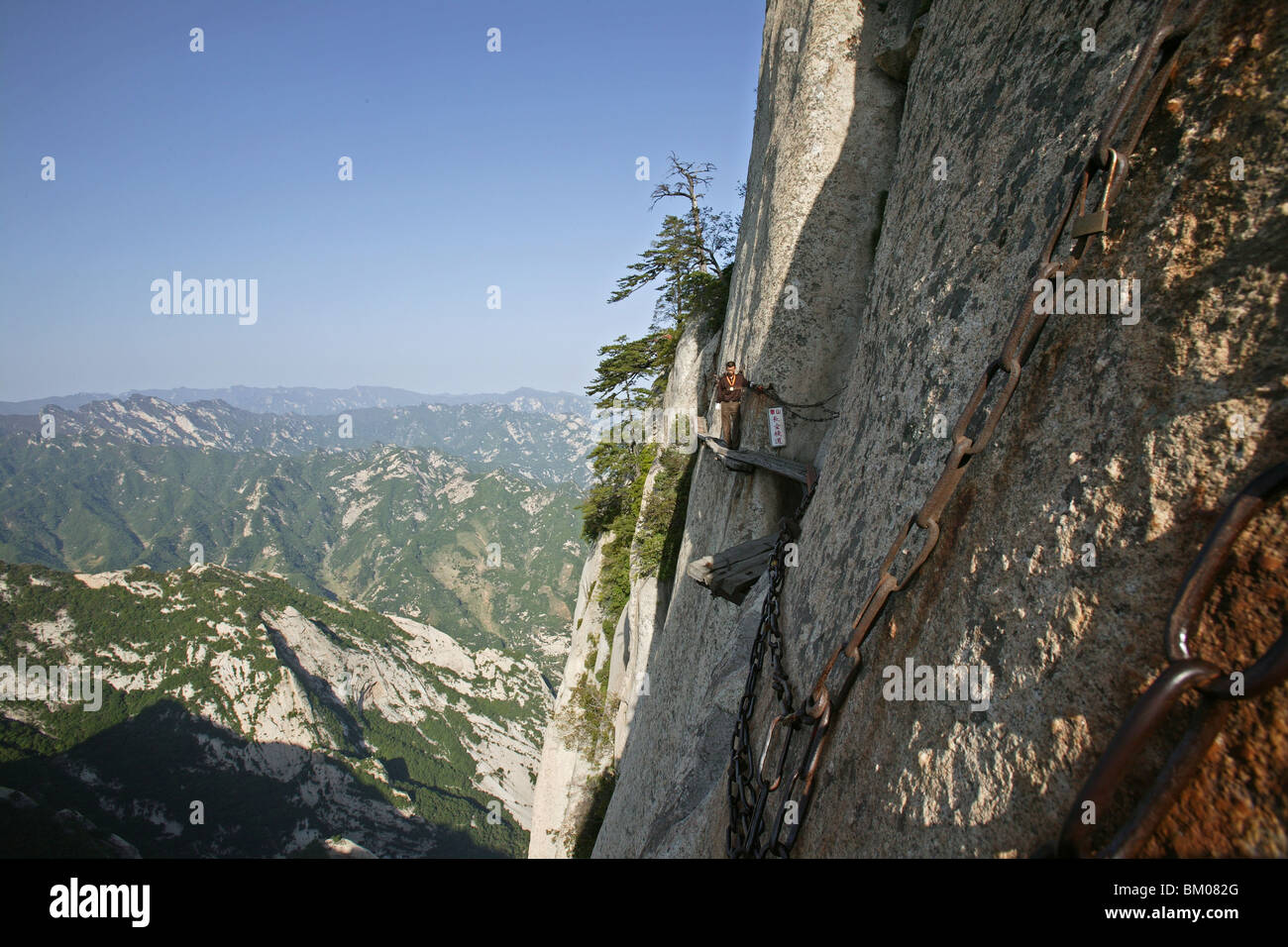 vertical stone cliffs, Taoist mountain, Hua Shan, Shaanxi province, Taoist mountain, China, Asia Stock Photo