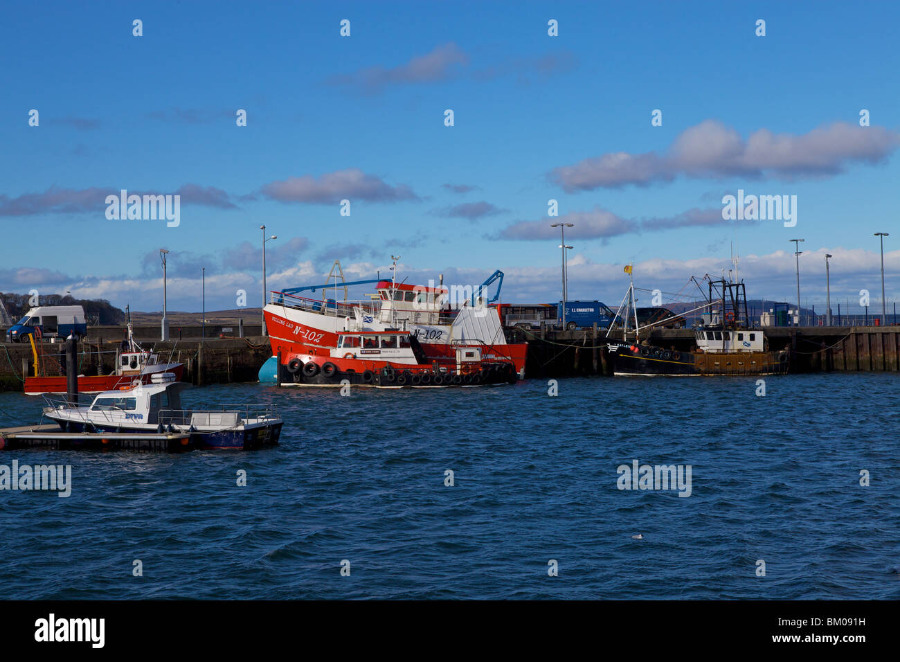 Fishing boats in Stranraer Harbour, Dumfries & Galloway, Scotland Stock Photo