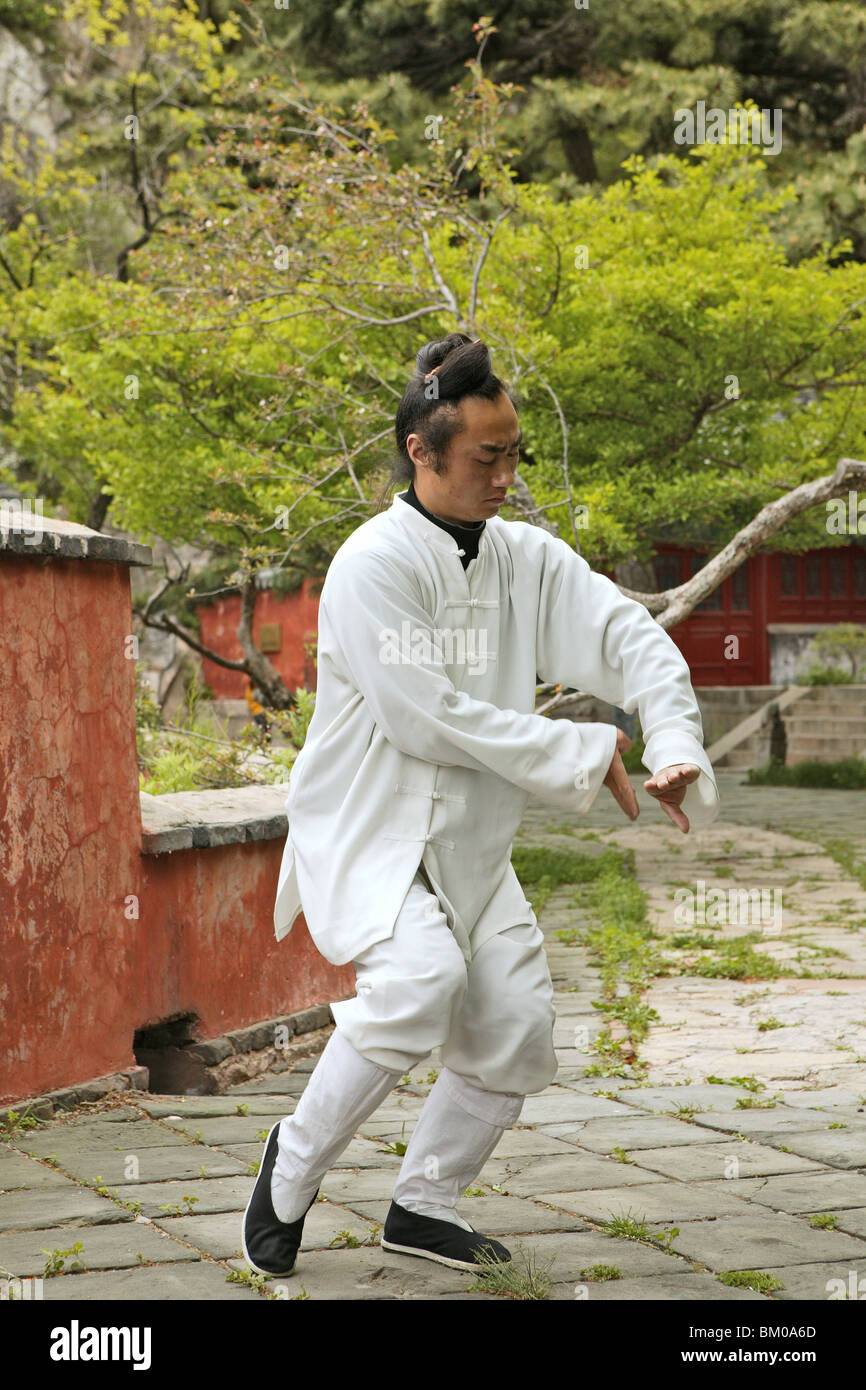 Taoist monk in Tai Chi pose, Tai Shan, Shandong province, Taishan, Mount Tai,  World Heritage, UNESCO, China, Asia Stock Photo - Alamy