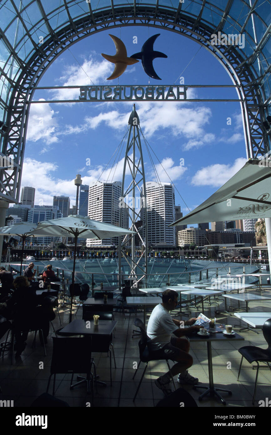 Cafe in Harbourside Shopping Complex, Darling Harbour, Sydney, New South Wales, Australia Stock