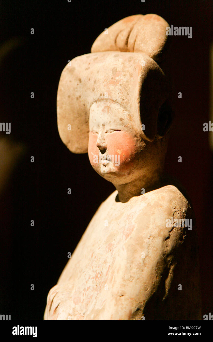 Exhibited object at Shanghai Museum, earthen figure of a women, from the Tang Dynasty, EXPO 2010 Shanghai, Shanghai, China, Asia Stock Photo