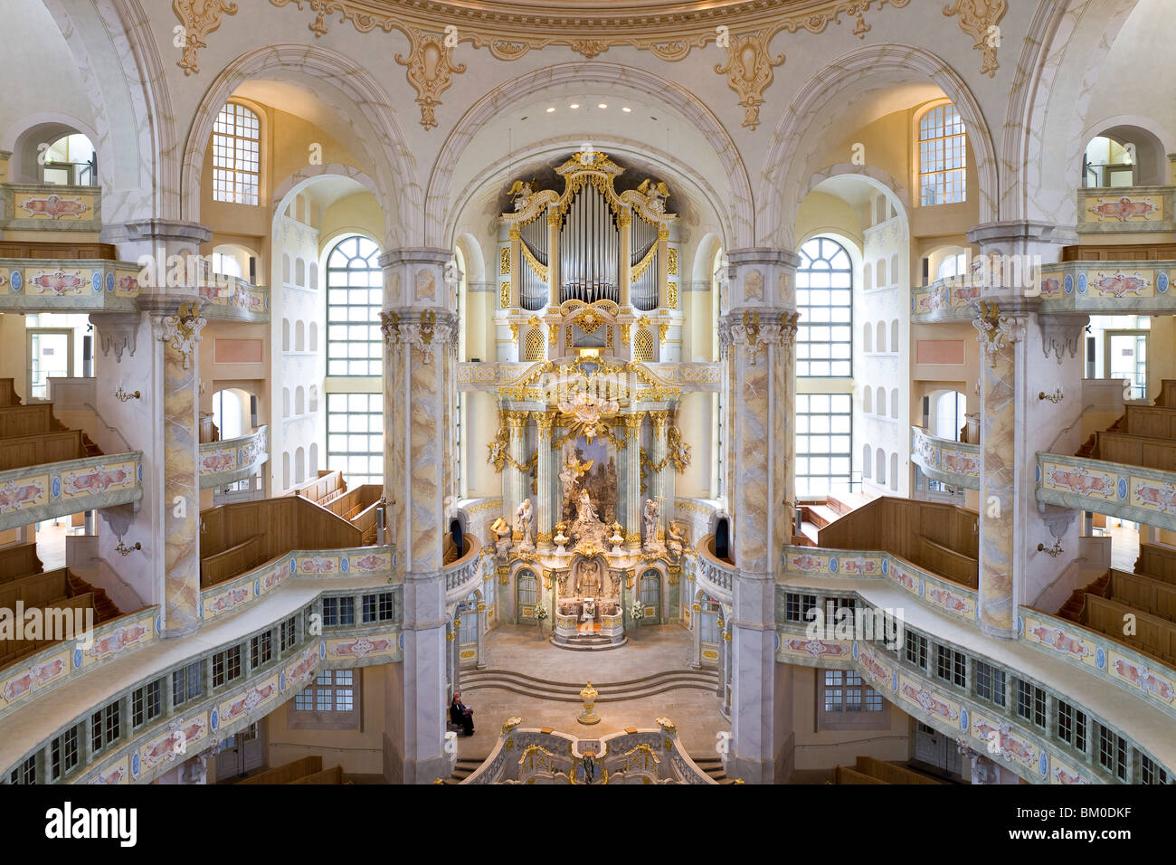 Interior view of the Dresdner Frauenkirche, Church of Our Lady, Dresden, Saxony, Germany, Europe Stock Photo