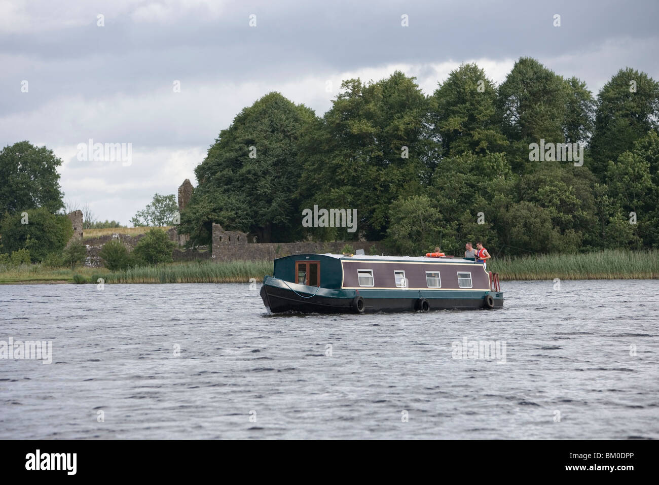 Barge Houseboat near Crom Castle & Country Estate, Lough Erne, County Fermanagh, Northern Ireland Stock Photo