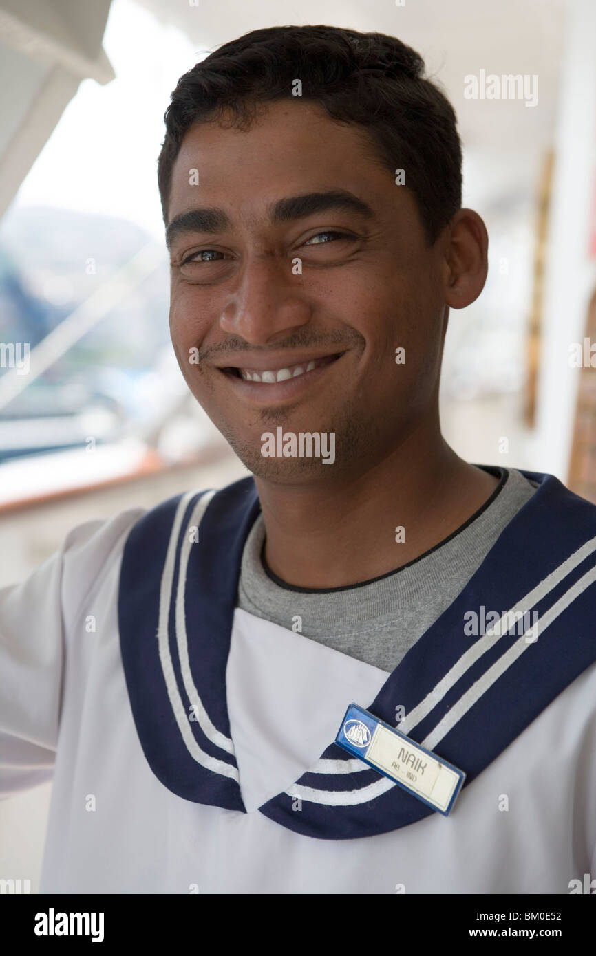 Star Flyer Sailor, Star Clippers Star Flyer Sailing Ship, Dikili, Turkey Stock Photo