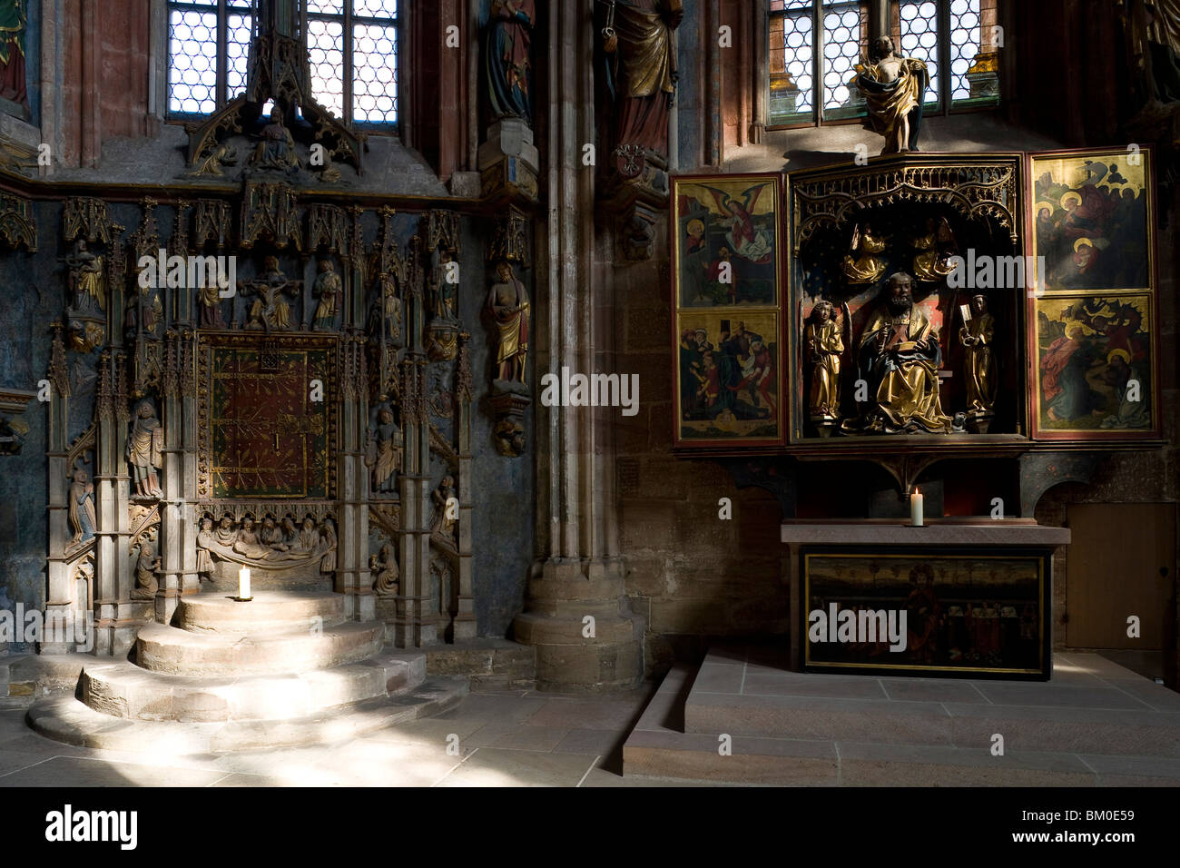 Altar in St. Sebaldus church, Sebalduskirche in Nuremberg, Nuremberg, Bavaria, Germany, Europe Stock Photo