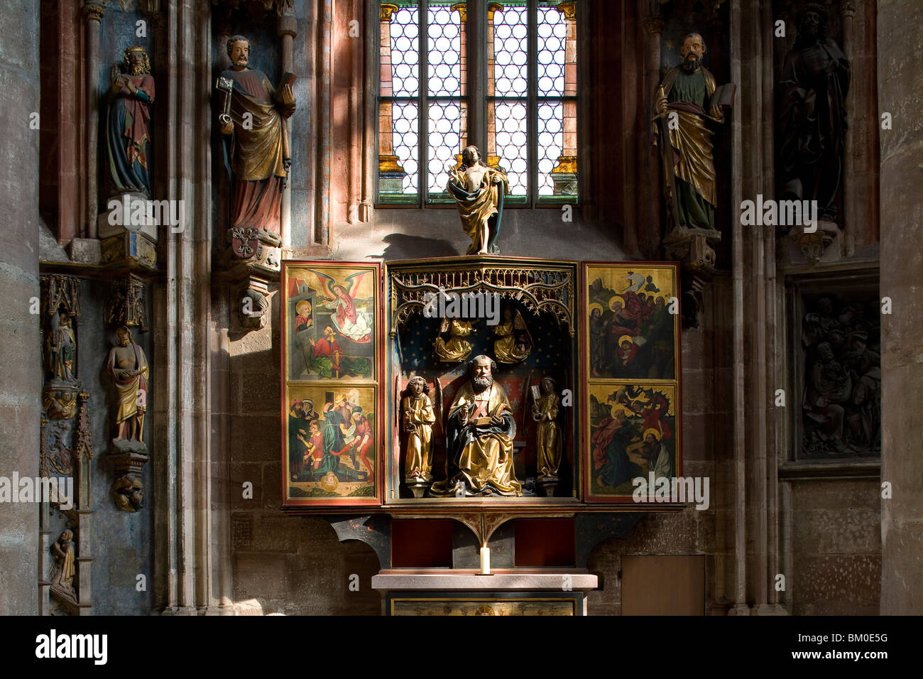 Altar in St. Sebaldus church, Sebalduskirche in Nuremberg, Nuremberg, Bavaria, Germany, Europe Stock Photo