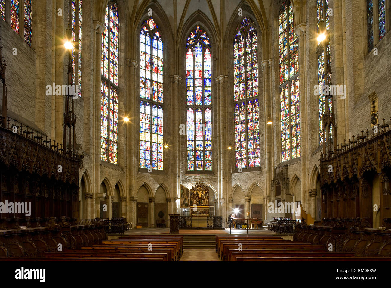 Interior view of Ulm Minster, Ulmer Muenster, Ulm, Baden-Wuerttemberg, Germany, Europe Stock Photo