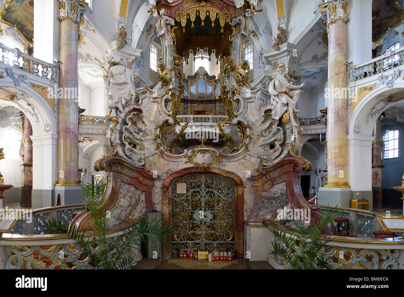 Altar in the pilgrimage church of the Fourteen Holy Saints, Wallfahrtskirche Vierzehnheiligen near Bad Staffelstein, Oberfranken Stock Photo