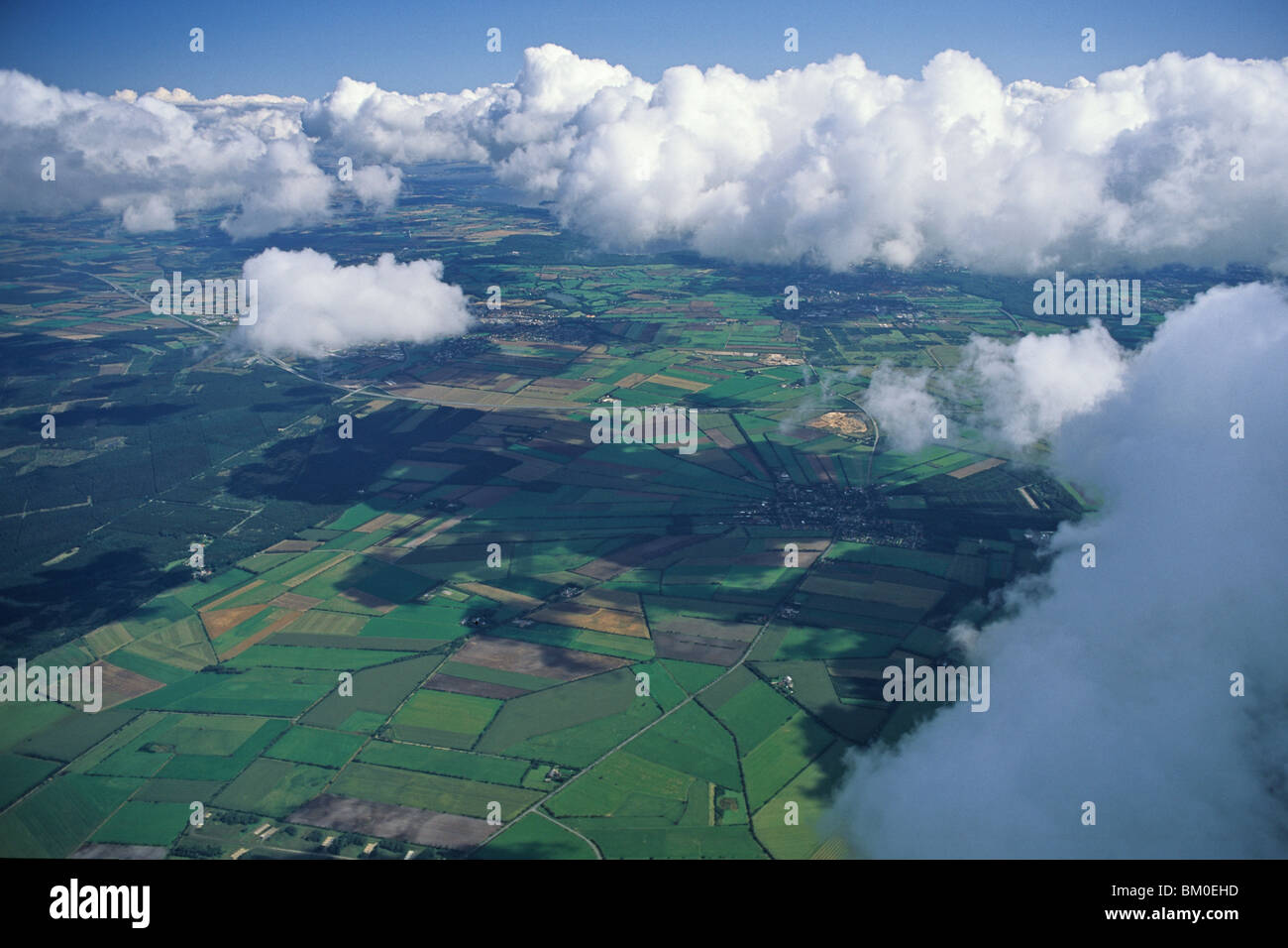 aerial photo of clouds above the northern German lowlands, Lower Saxony Stock Photo