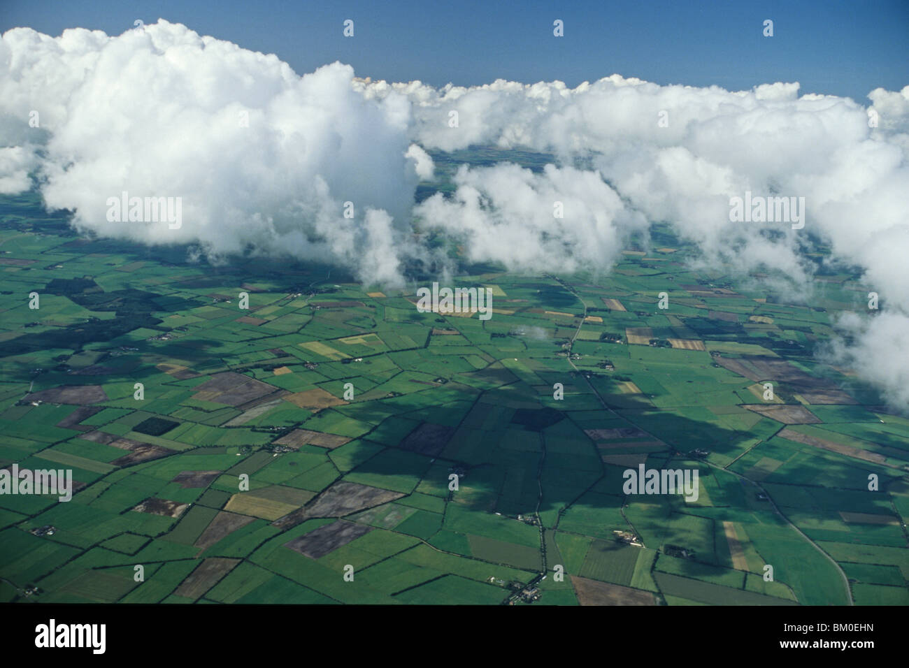 aerial photo of clouds above the northern German lowlands, Lower Saxony Stock Photo