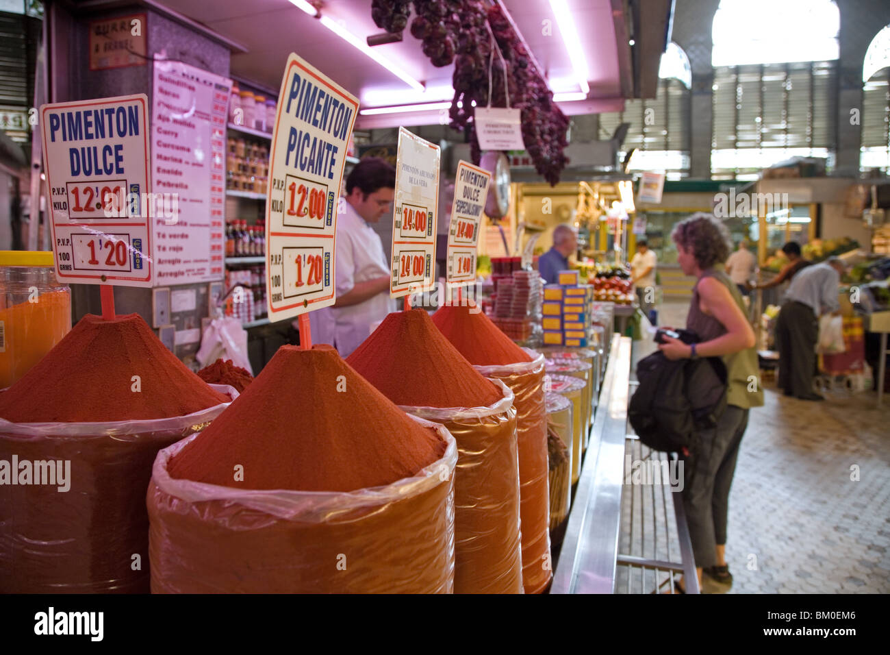 Mercado Central, central market, spice stand, Valencia, Spain Stock