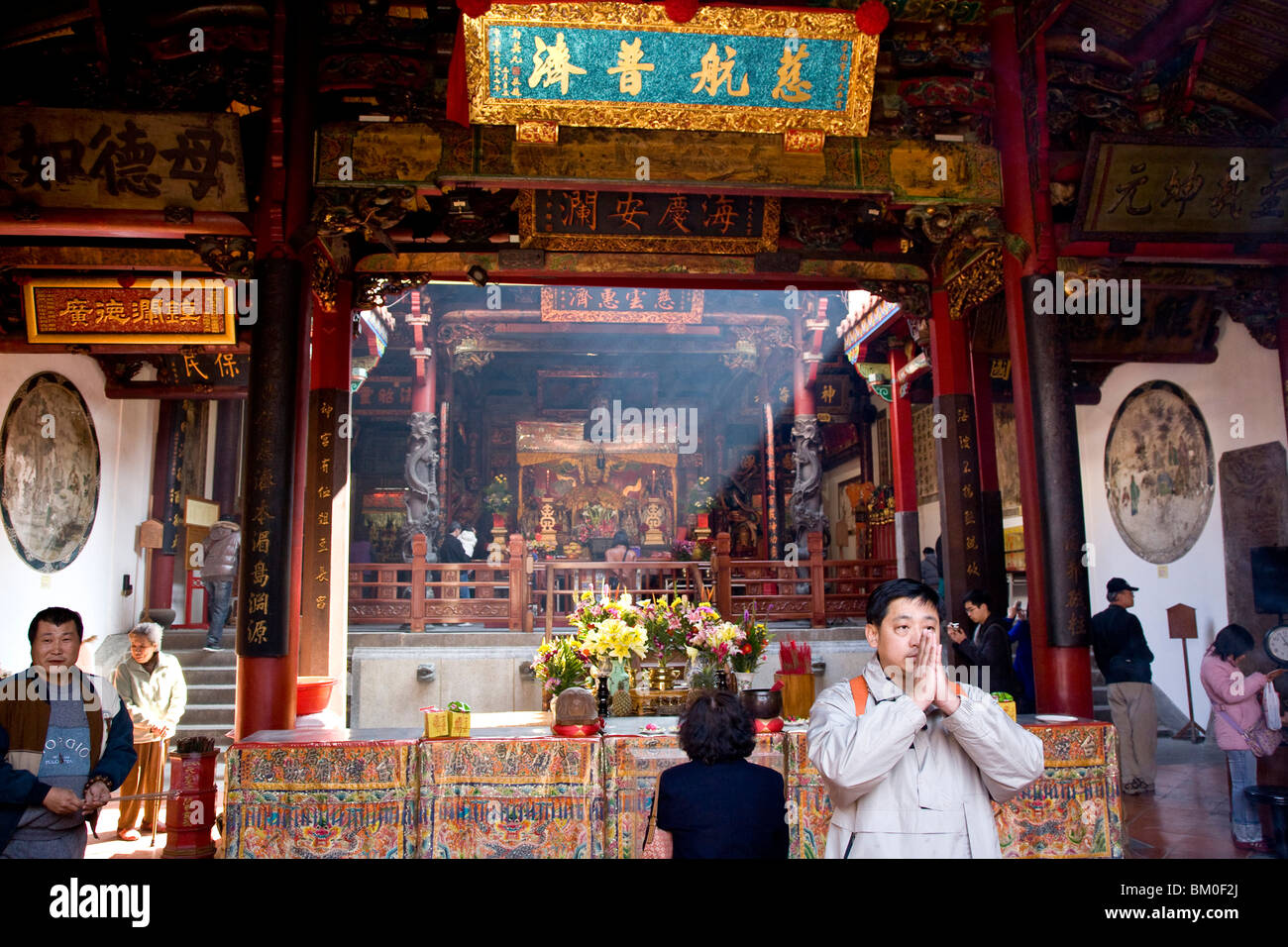 People at Matsu temple, Tainan, Republic of China, Taiwan, Asia Stock Photo