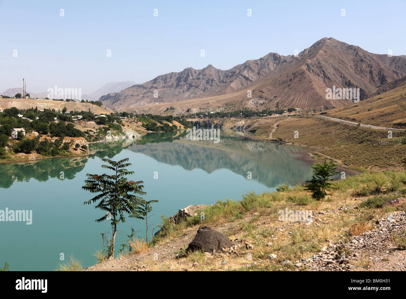 A high altitide lake in Kyrgystan, Central Asia. Stock Photo